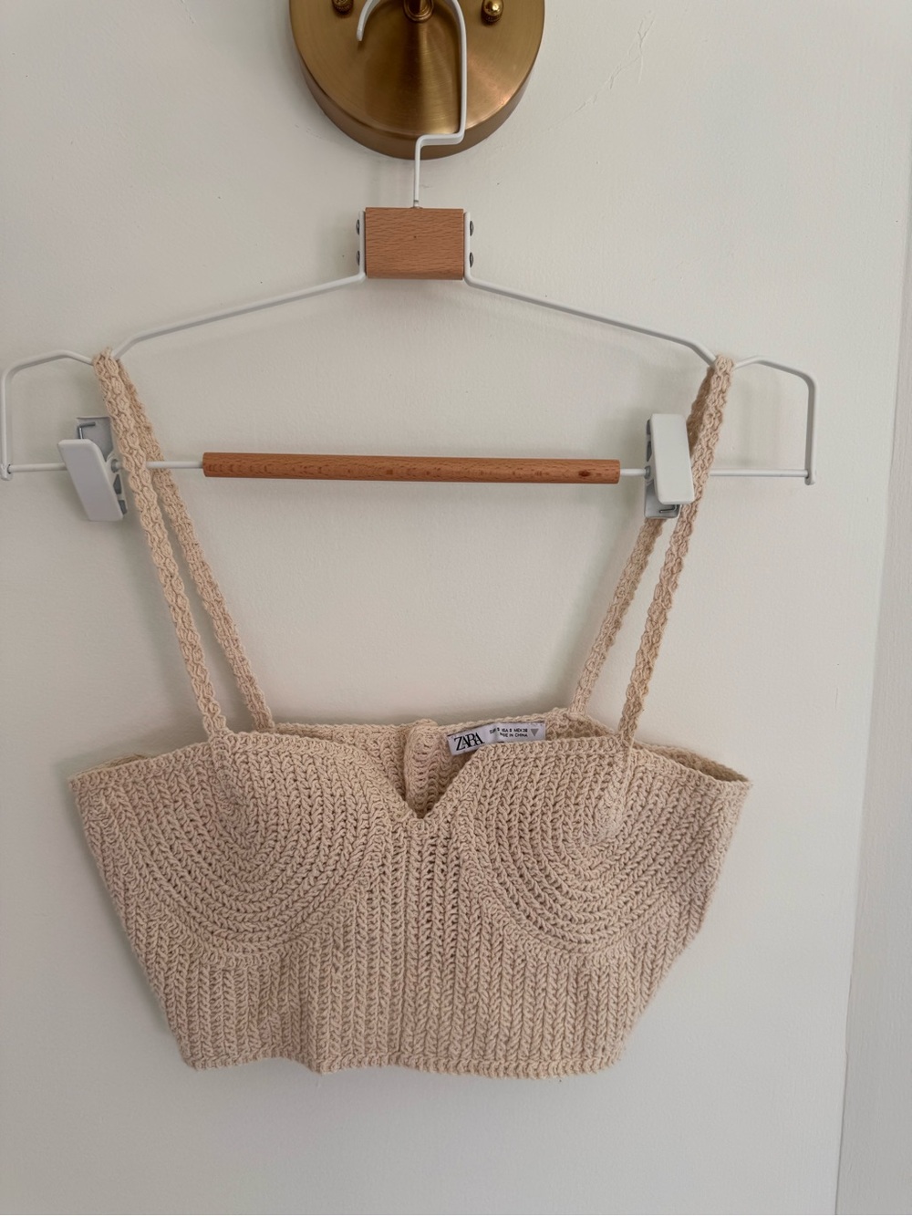 Zara Beige Crochet Bustier Crop Top